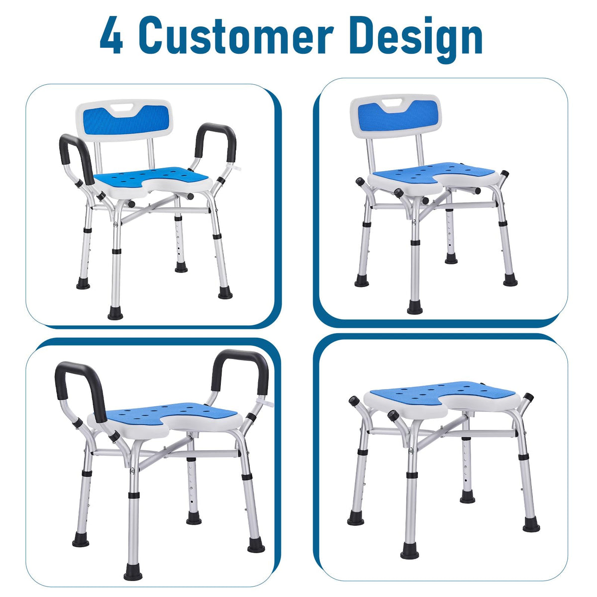 Shower Chair with Arms and Back, U-Shaped Seat K24475