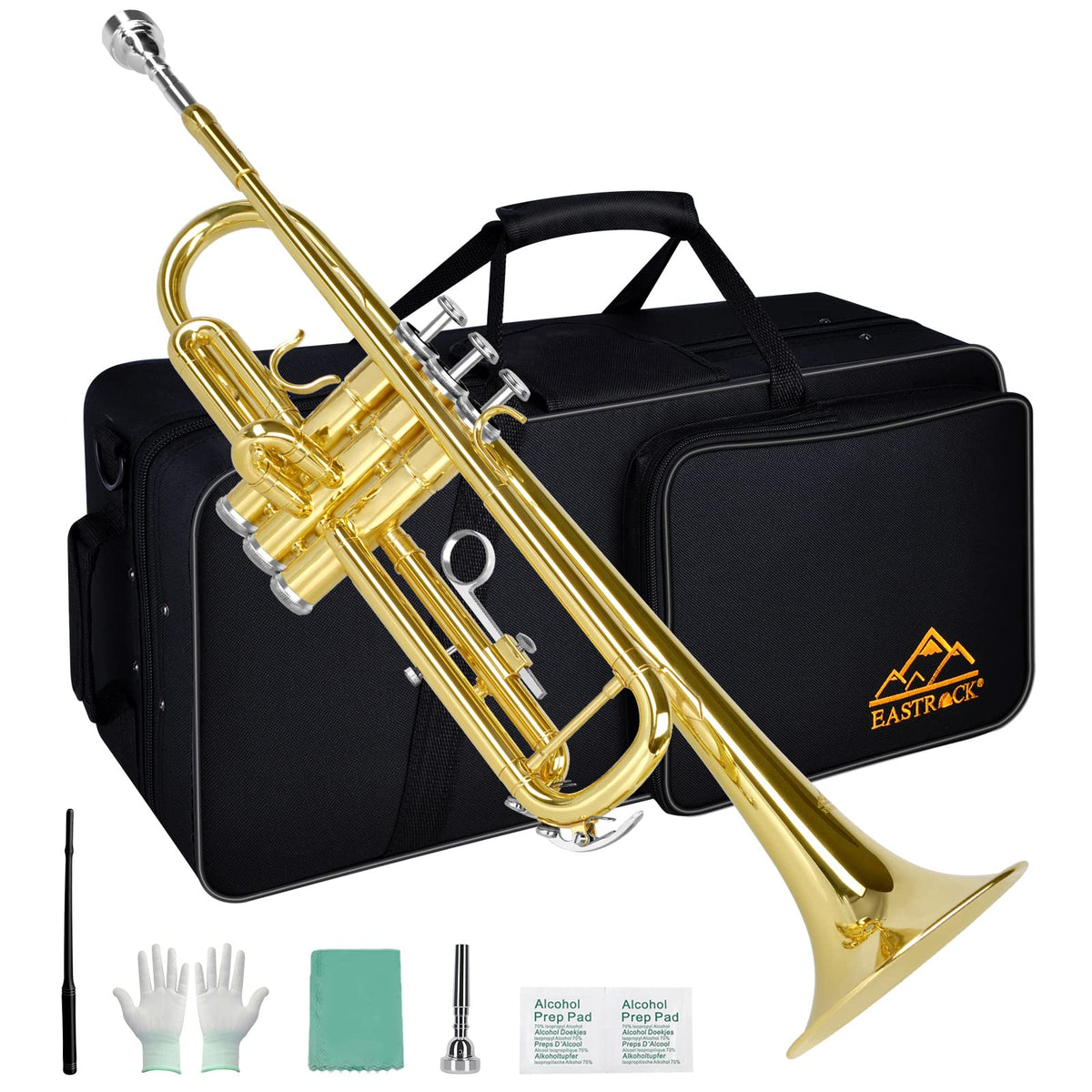 Bb Trumpet Set with Carrying Case, Gloves, 7C Mouthpiece and Cleaning Kit Y50359