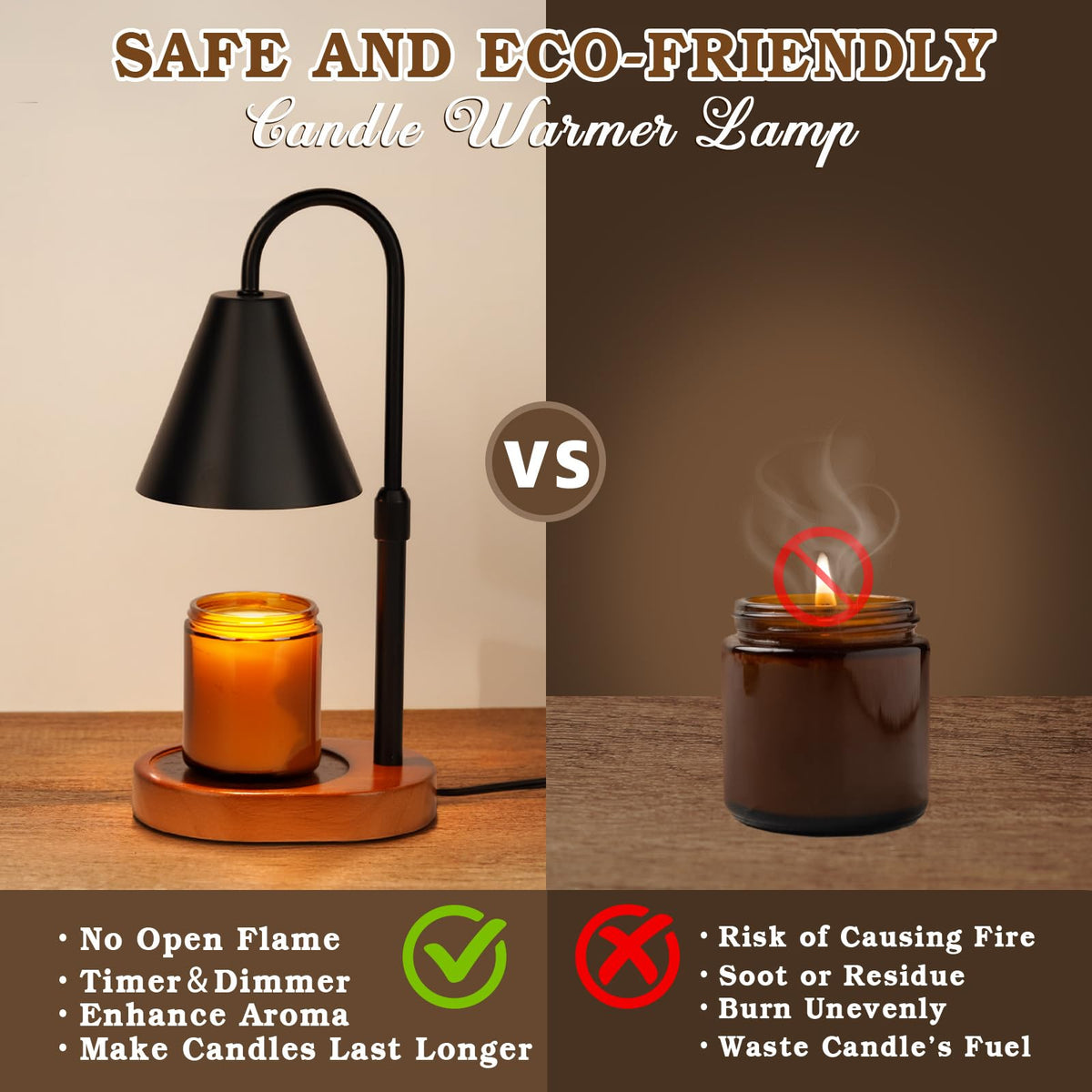 Black Dimmable Candle Warmer Lamp with Timer N3281