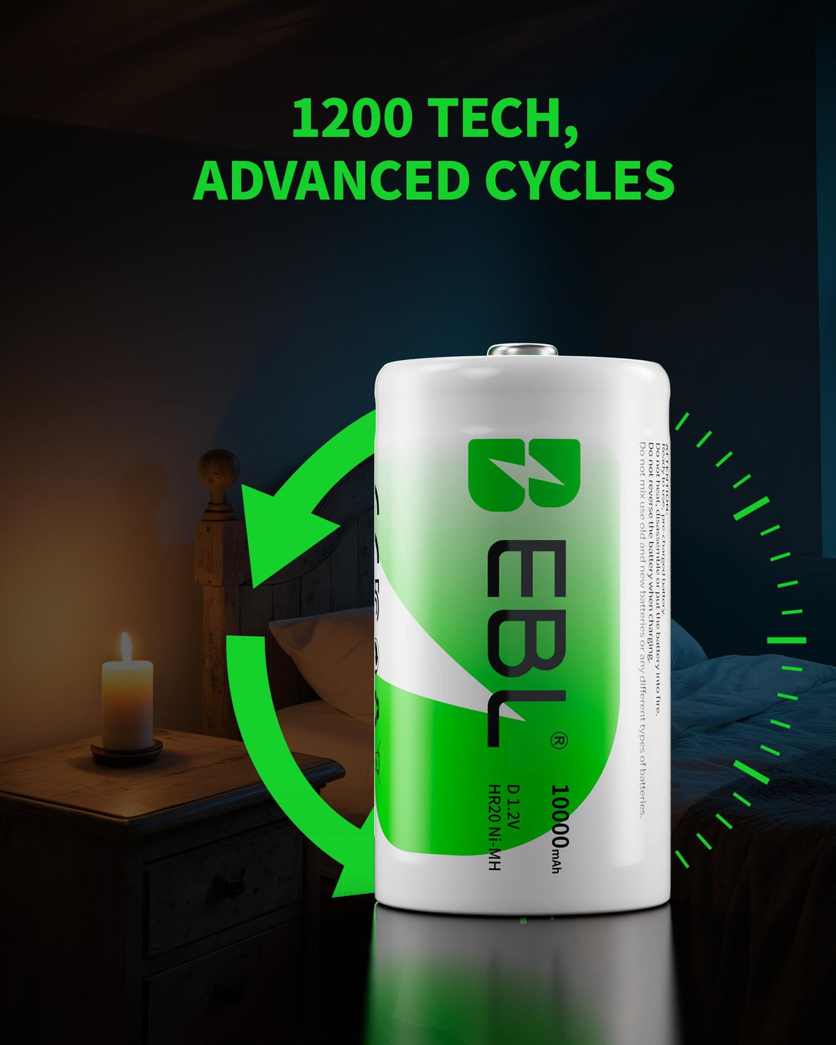 8 Pack 10000mAh Ni-MH D Rechargeable Batteries X284