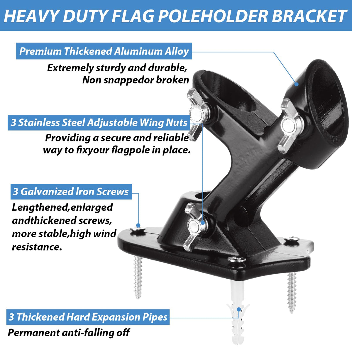 4 Pack Aluminum Flag Pole Holder Brackets 1 inch G868270