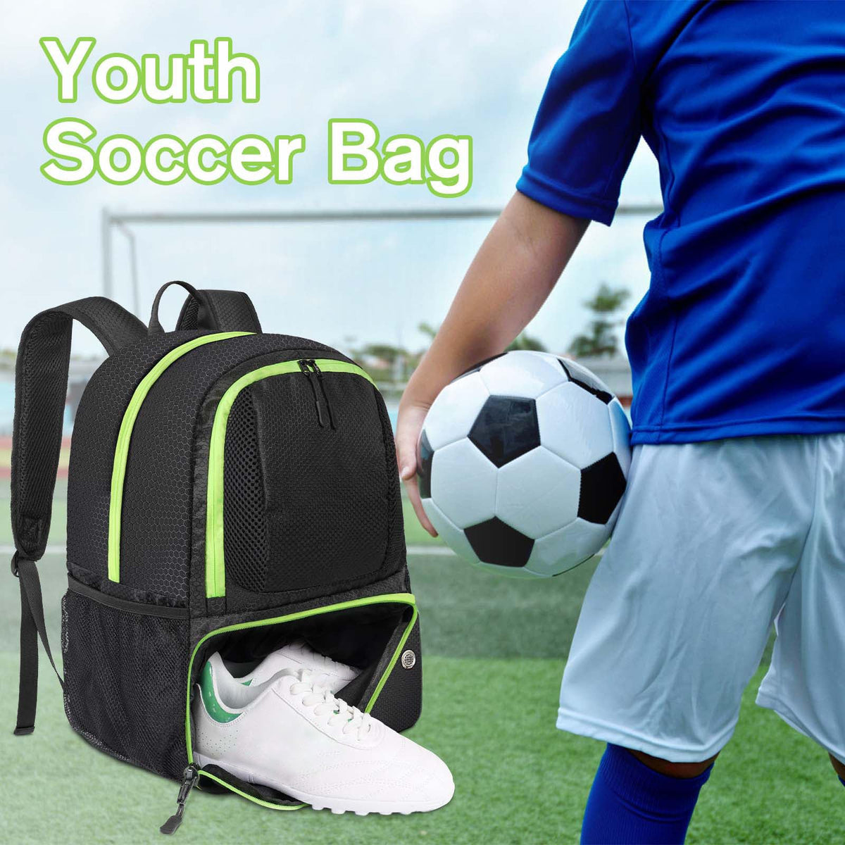 Soccer Backpack with Ball Holder and Shoe Compartment U27497