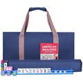 American Mahjong Game Set, 166 White Tiles, 4 Color Rack/Pushers, Blue Carrying Bag Y2776