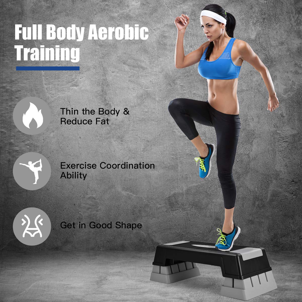 30'' Height Adjustable Aerobic Stepper with Risers I50231