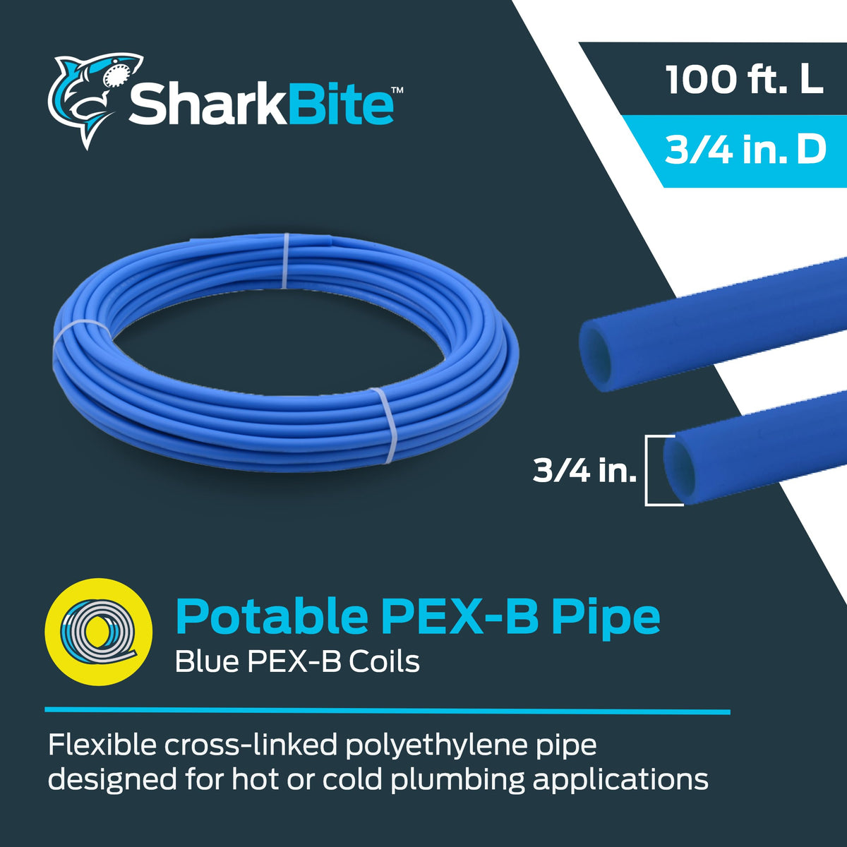3/4 Inch x 100 Feet Blue PEX-B Pipe D104