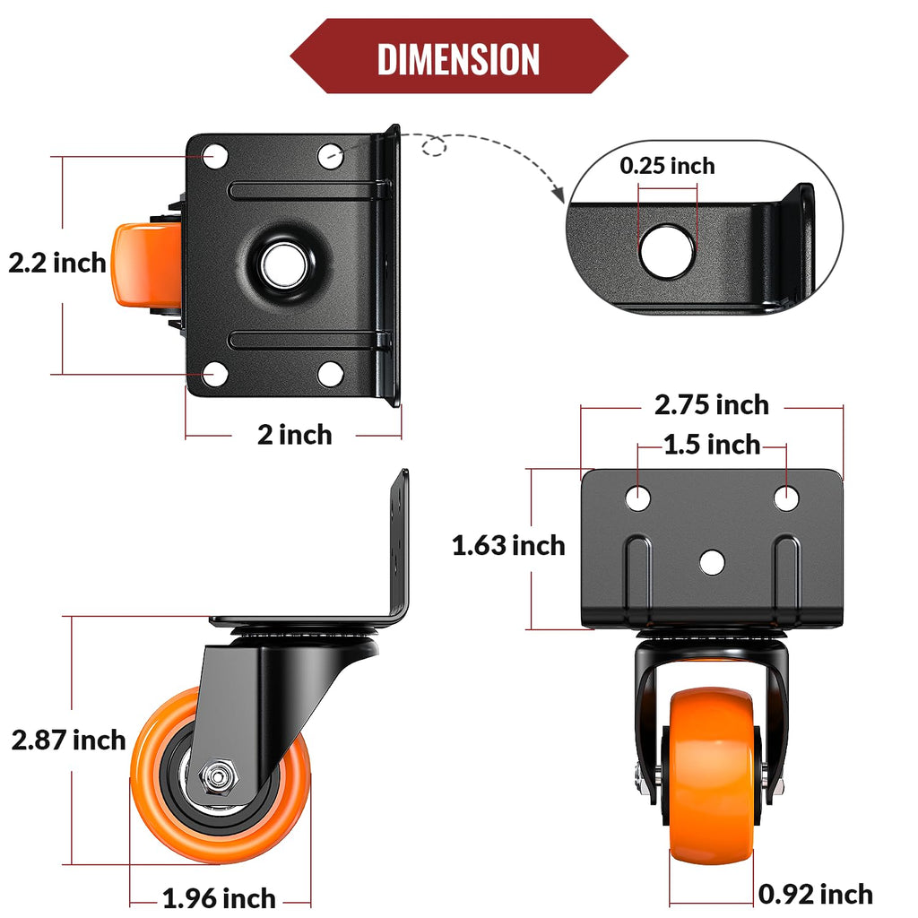 2 Inch Side Mount Caster Wheels Set of 4 Y67034
