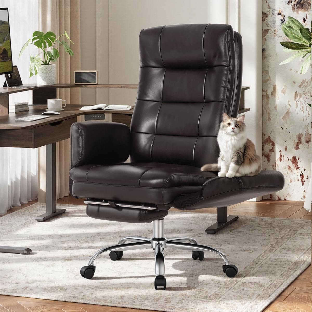 Big and Tall Ergonomic Office Chair with Foot Rest, Brown S152649