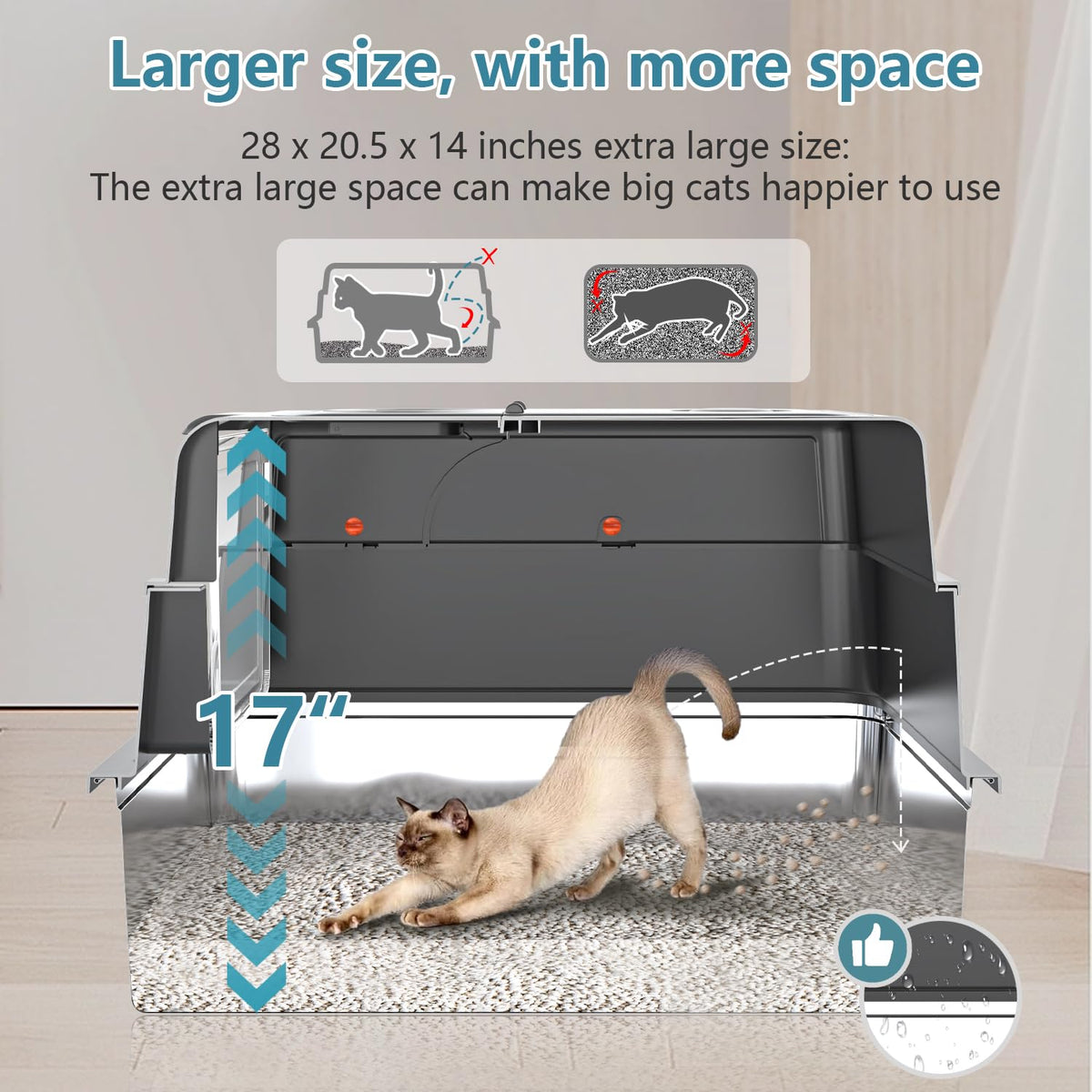 XXXL Stainless Steel Covered Litter Box H34194