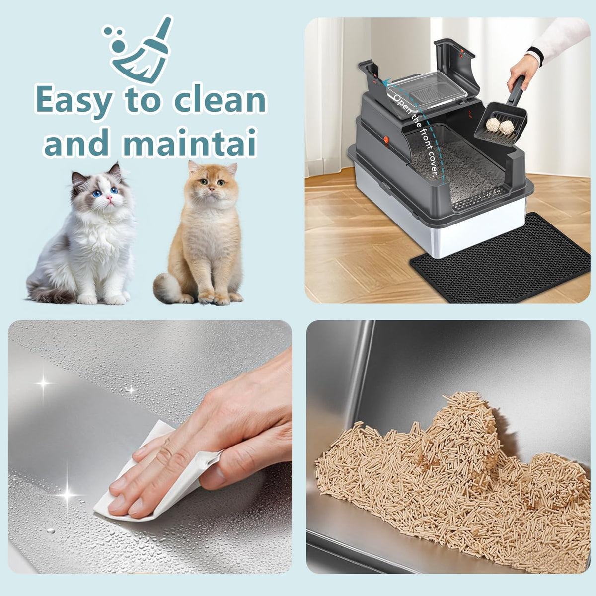 XXXL Stainless Steel Covered Litter Box H34194