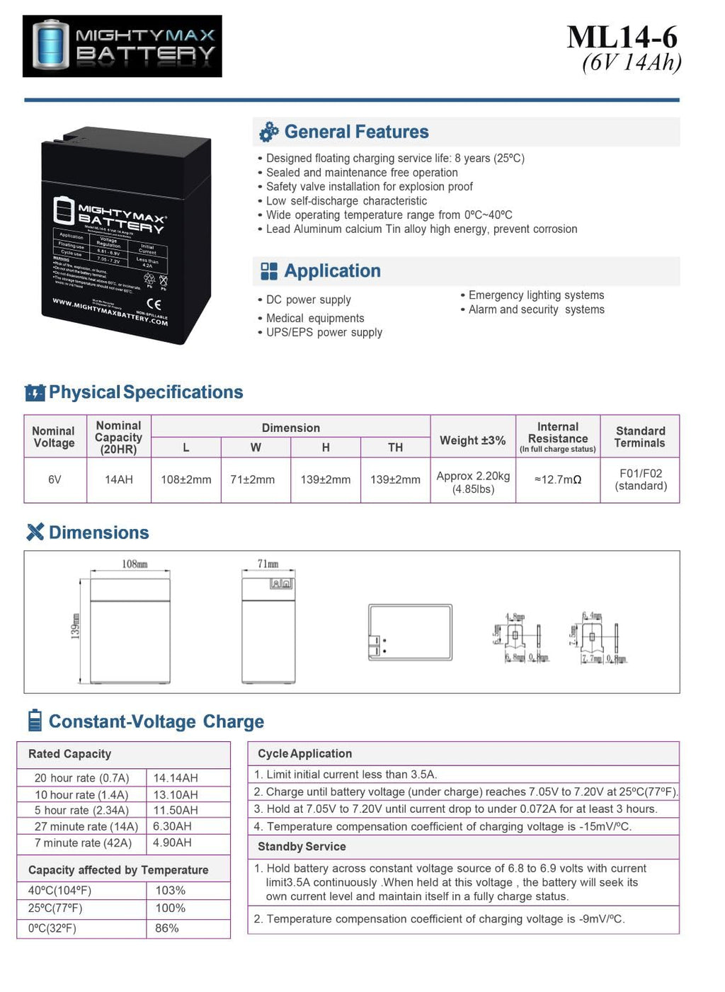 6V 14Ah AGM Replacement Battery 4 Pack I4570
