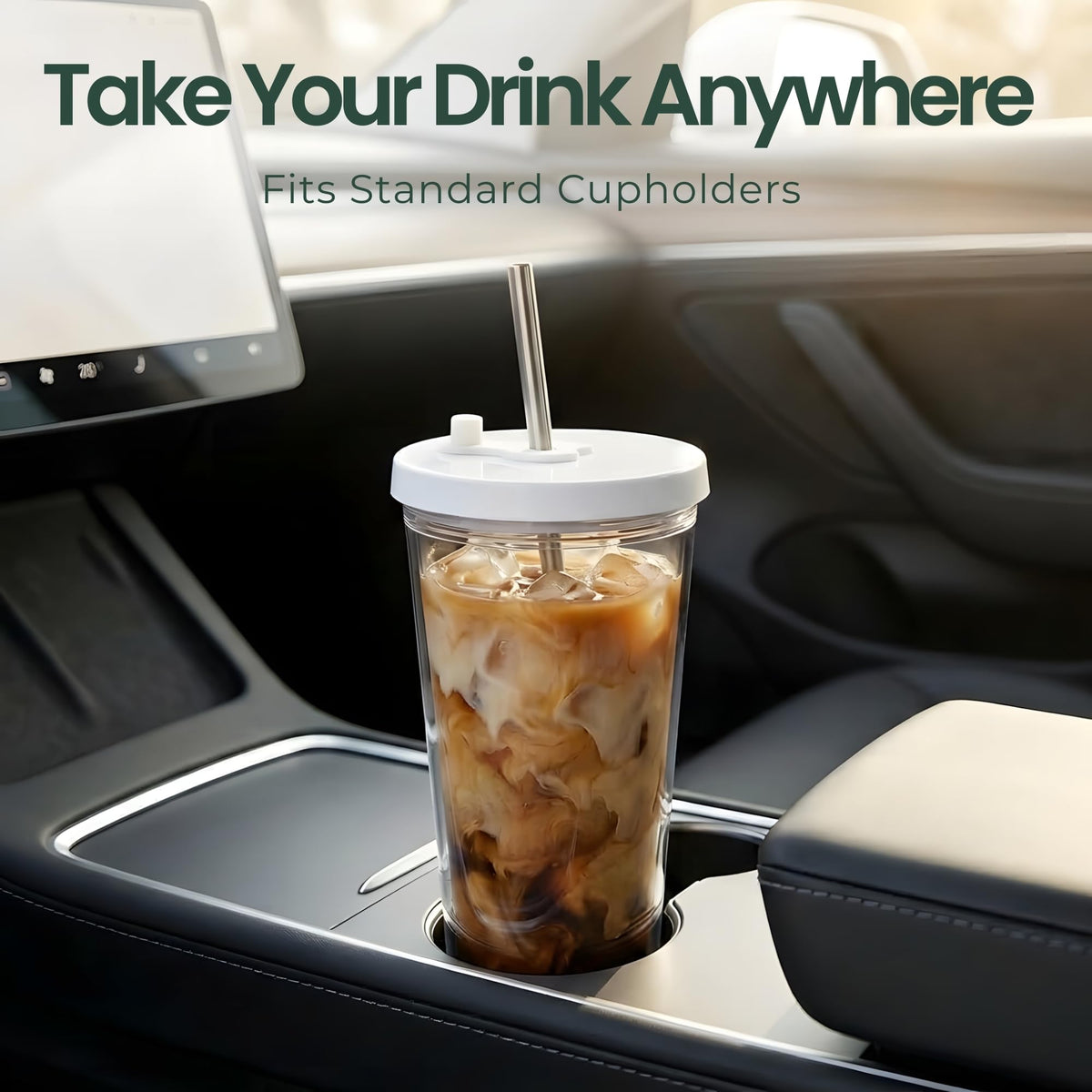 24 oz BPA-Free Double-Wall Insulated Plastic Tumbler with Lid and Straw A5472