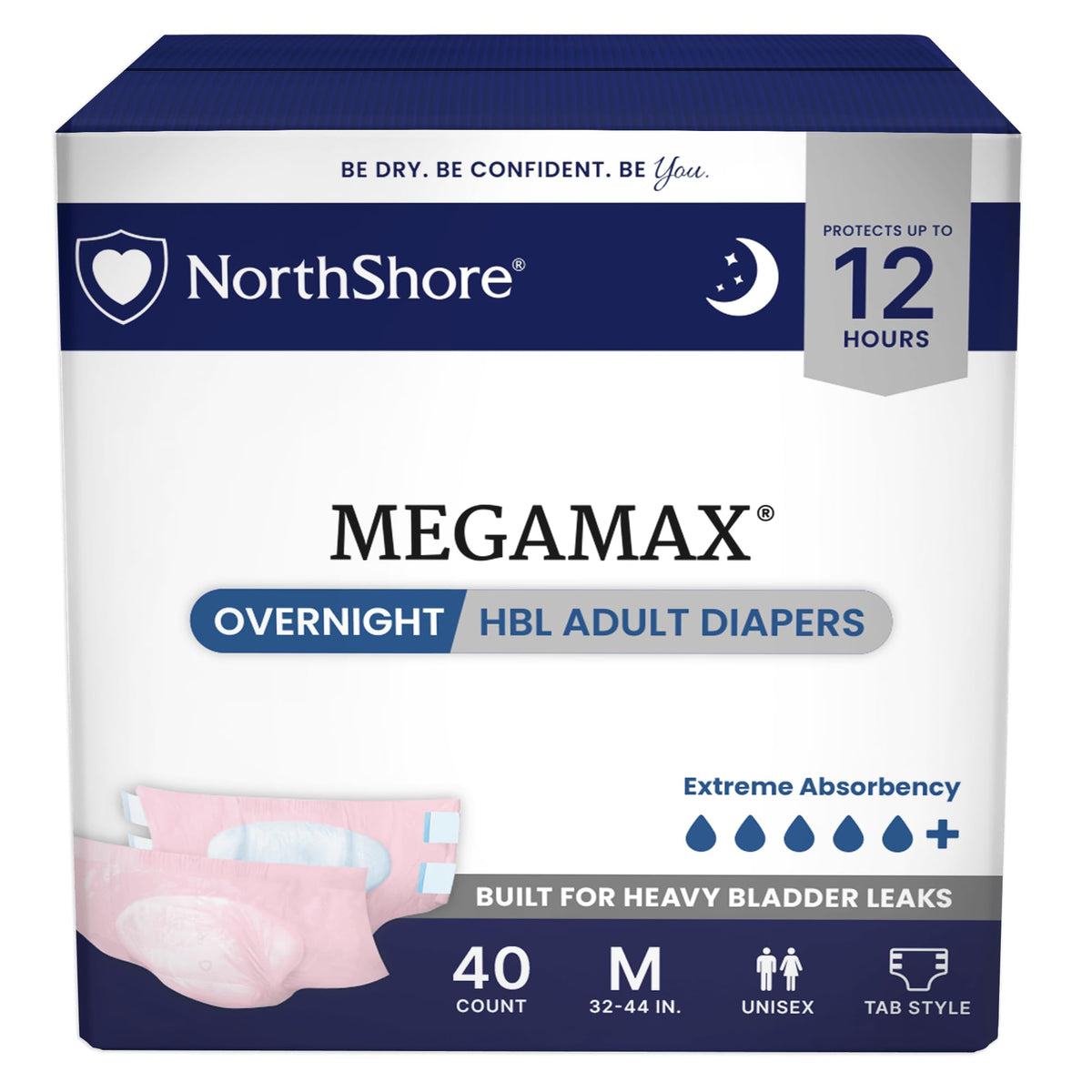 Pink Medium Adult Diapers with Tabs 40 Count M68910