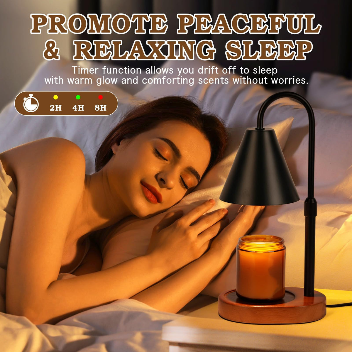 Black Dimmable Candle Warmer Lamp with Timer N3281