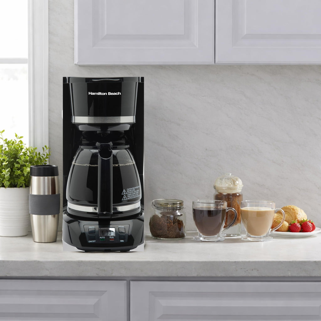 12 Cup Programmable Coffee Maker with Glass Carafe, Black M756