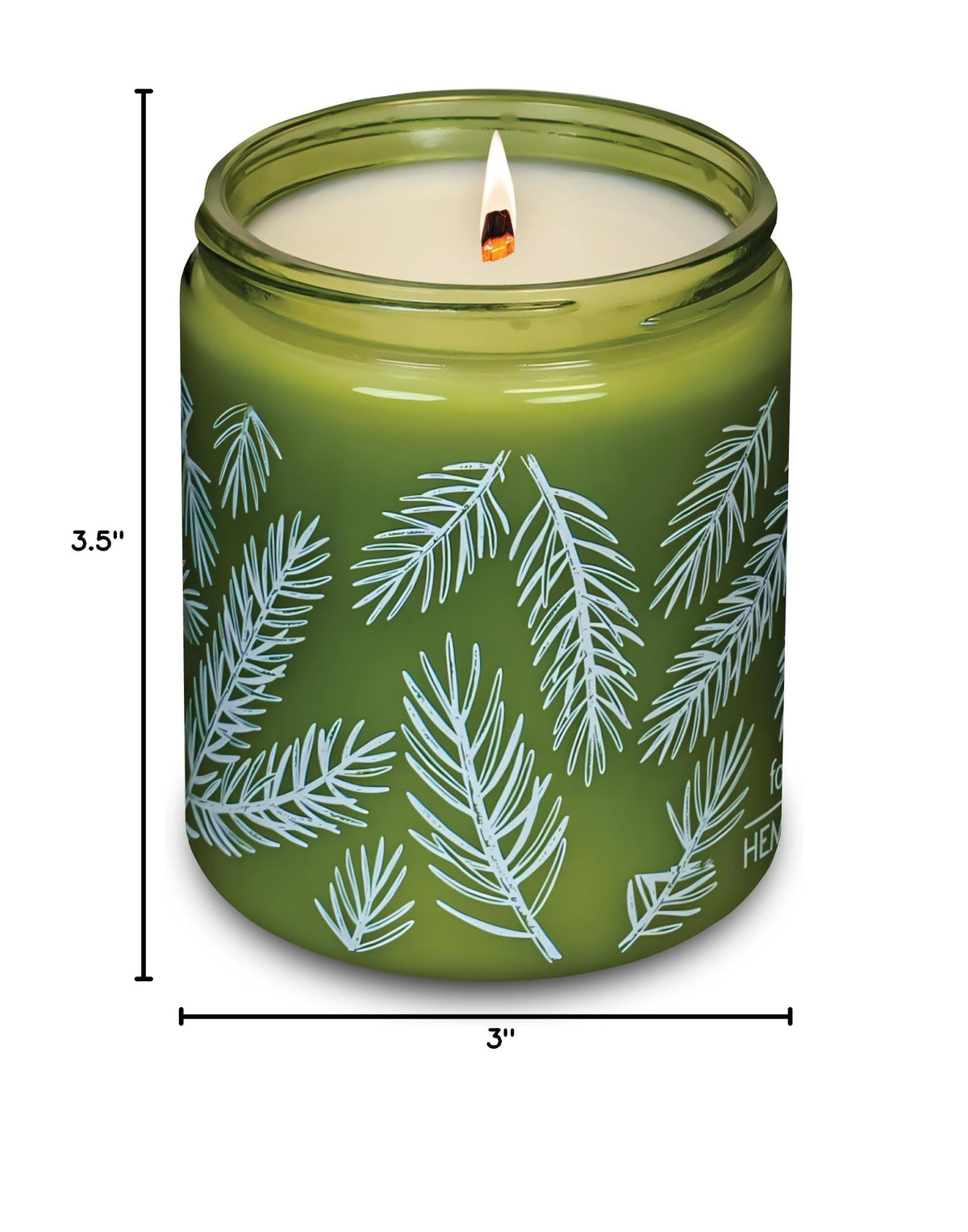 Green Glass Crackling Wood Wick Candle 8 oz B314459