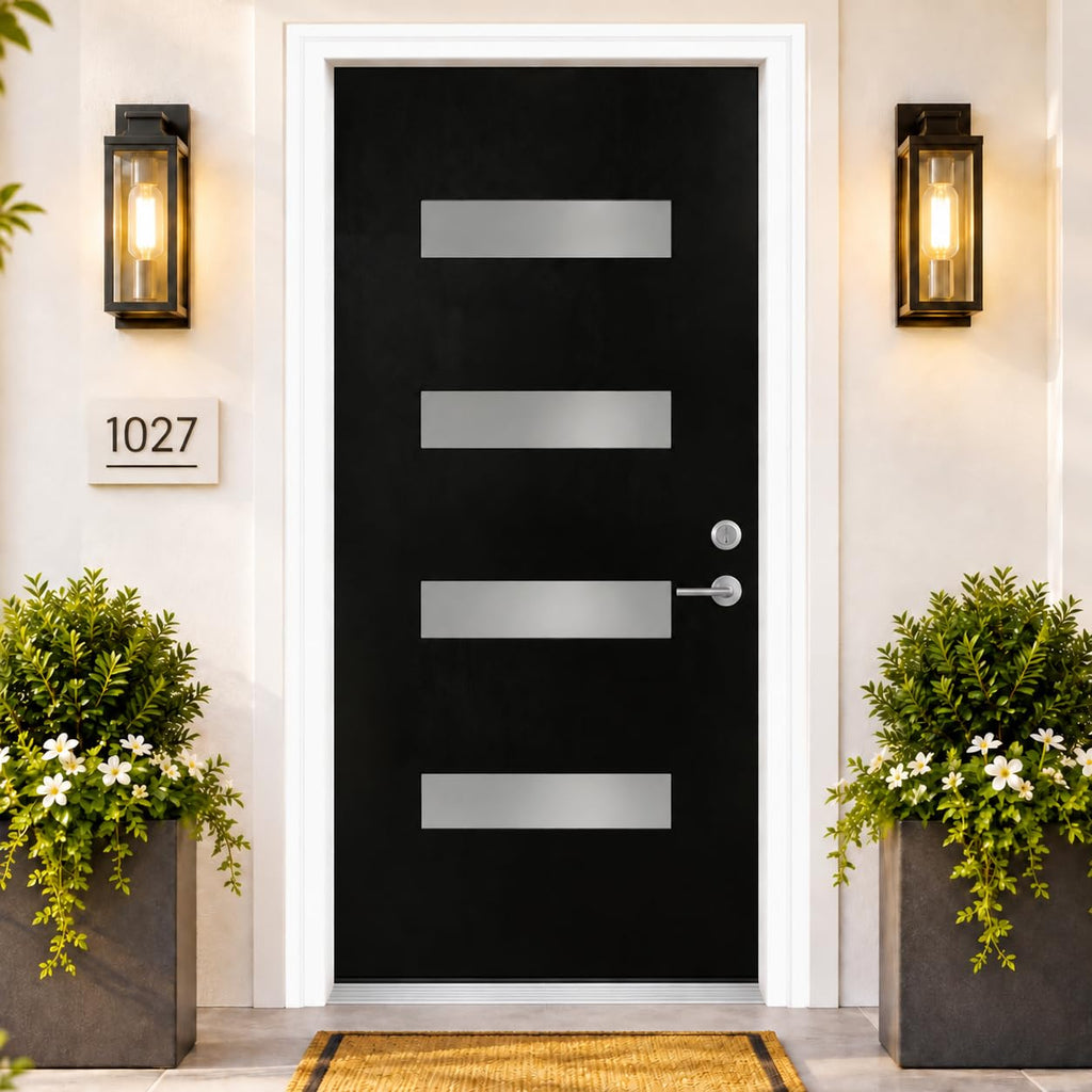 Fiberglass Entry Door 4-Lite Glass Left-Hand Inswing M605832