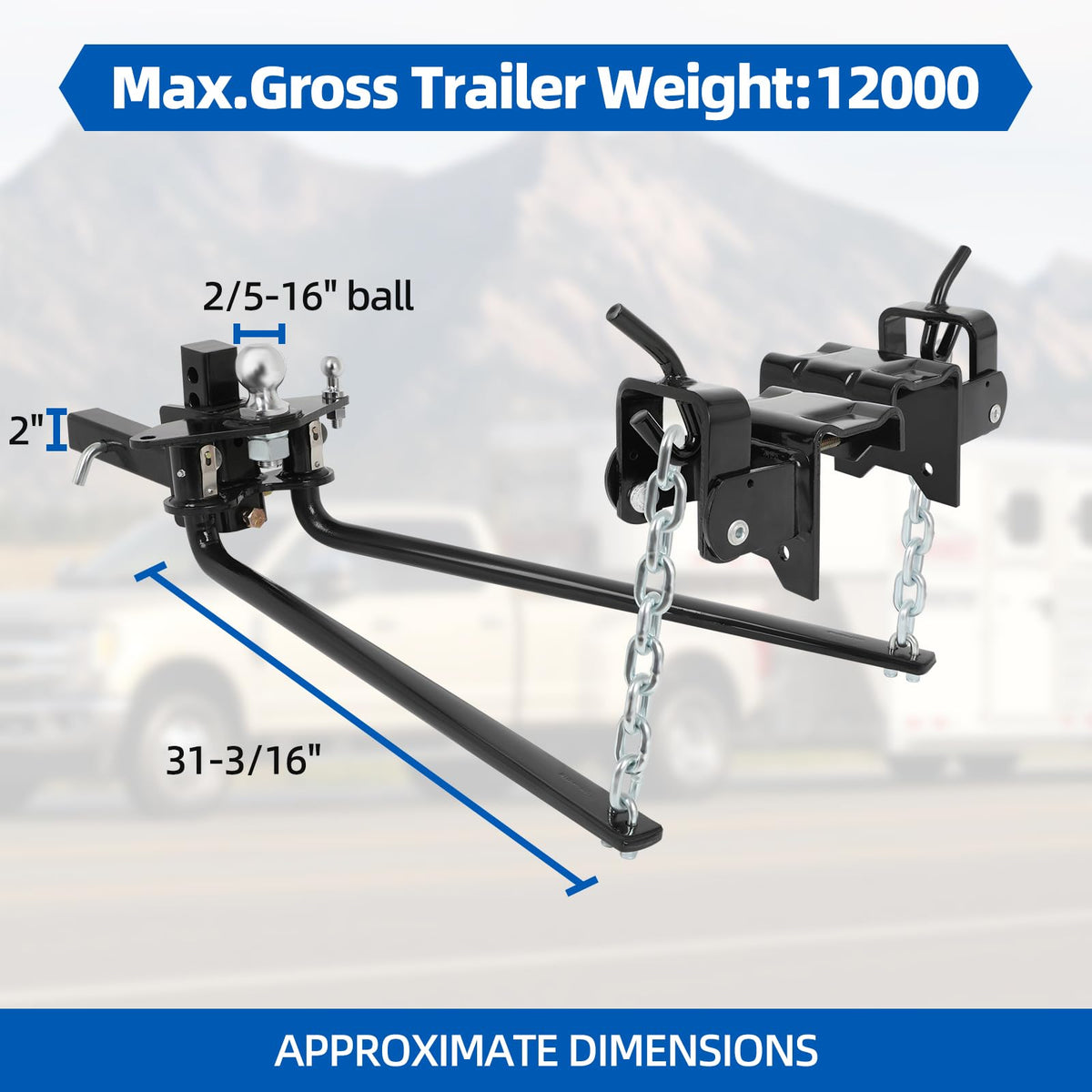 12000lbs Weight Distribution Hitch with 2-Inch Shank I9490