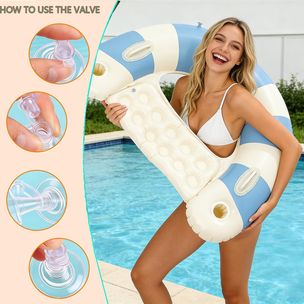 2 Pack Inflatable Pool Chairs with Cup Holders Y99857