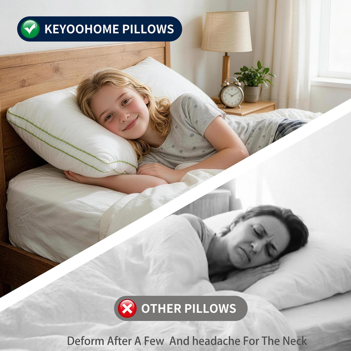 King Size Down Alternative Bed Pillows Set of 2 J802208
