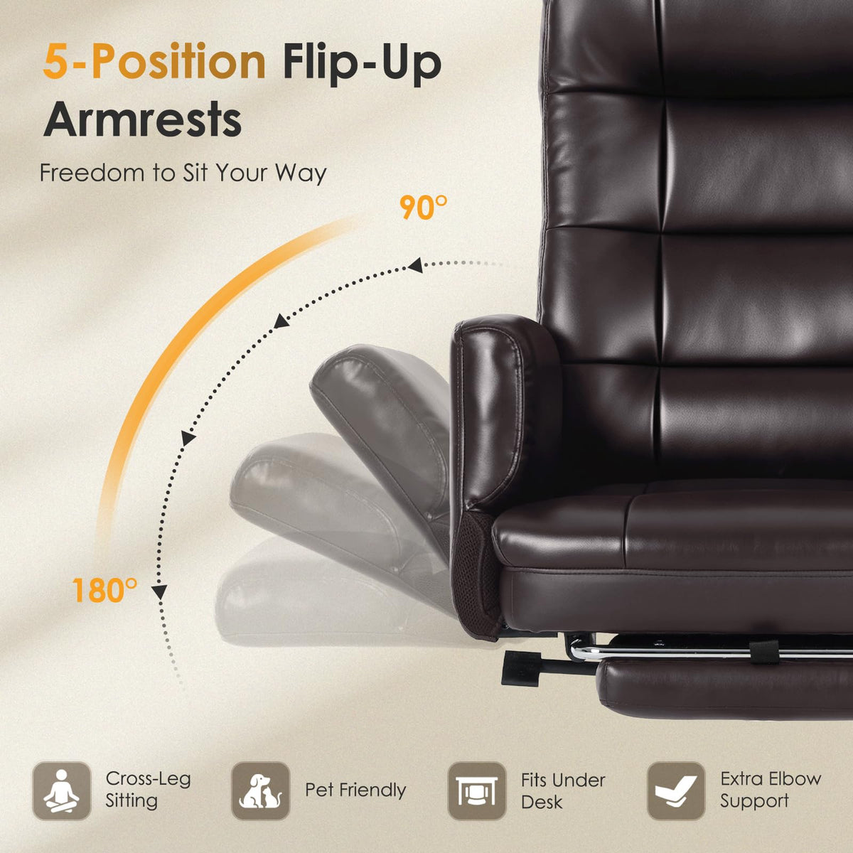 Big and Tall Ergonomic Office Chair with Foot Rest, Brown S152649