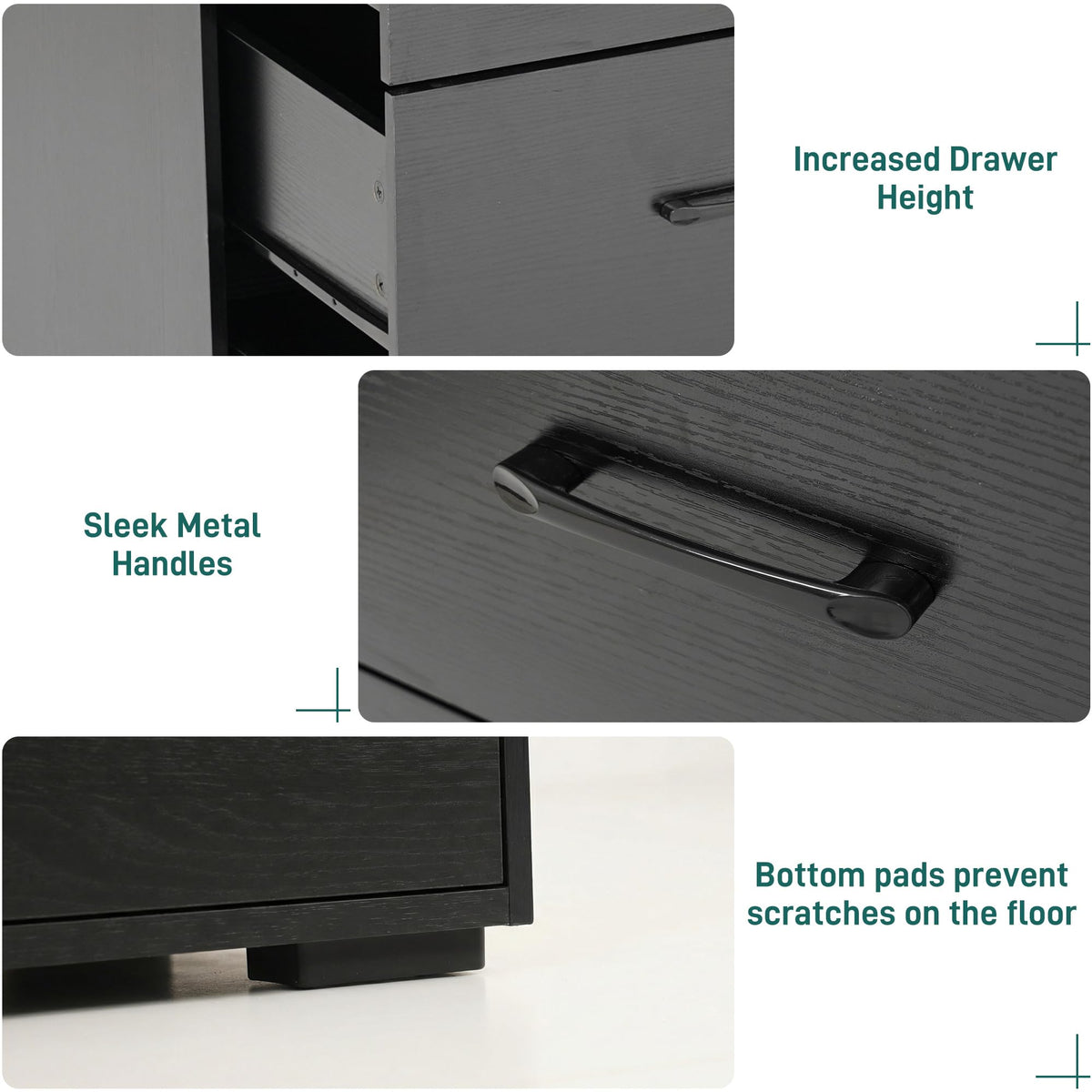 Black 9 Drawer Wood Dresser with Power Outlet and LED Lights Y723296