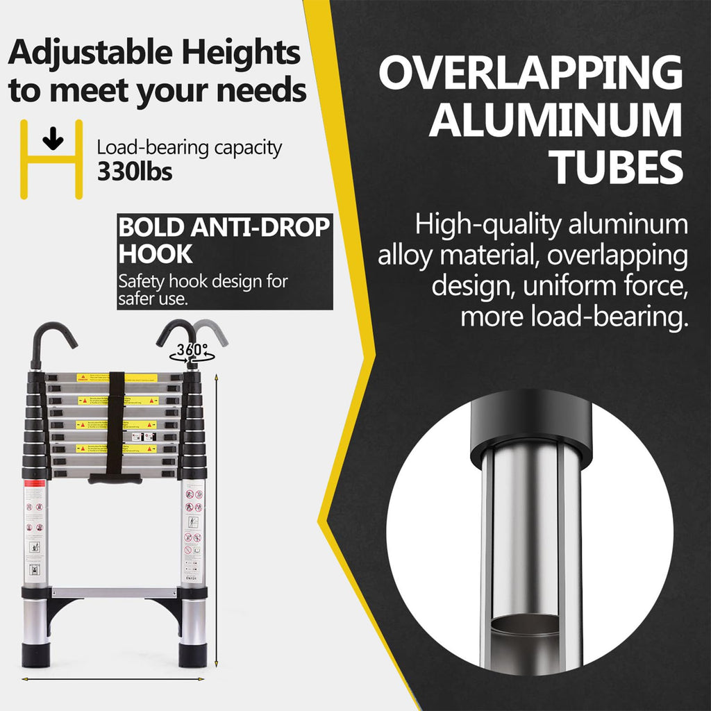 8.5 FT Aluminum Telescoping Ladder 330lbs W76269