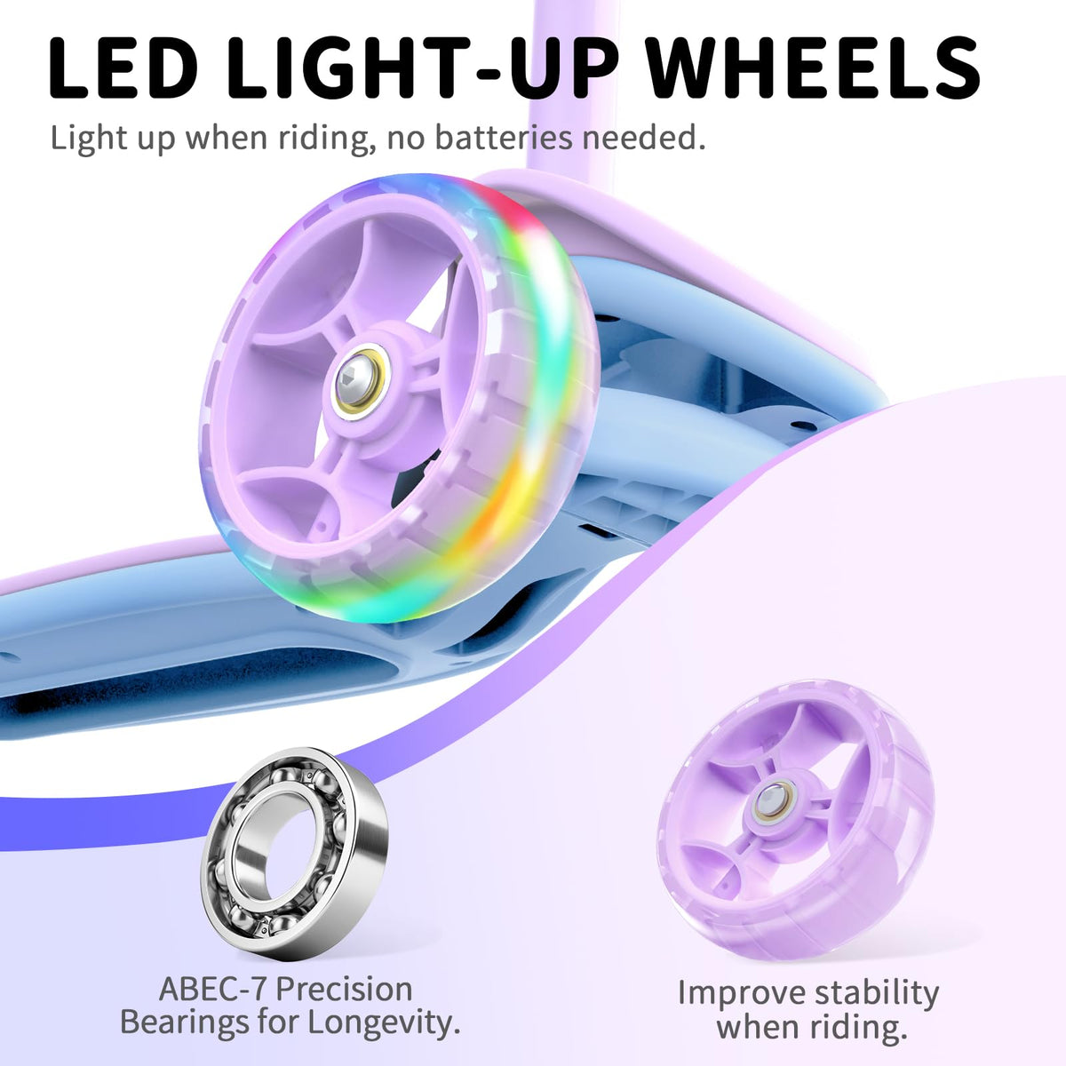 3 Wheel Folding Kick Scooter with LED Light-Up Wheels A36435