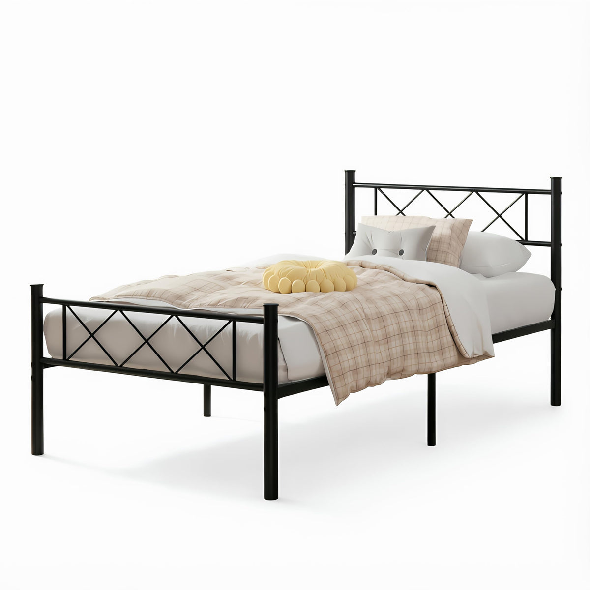 Twin Size Metal Bed Frame with Headboard I149