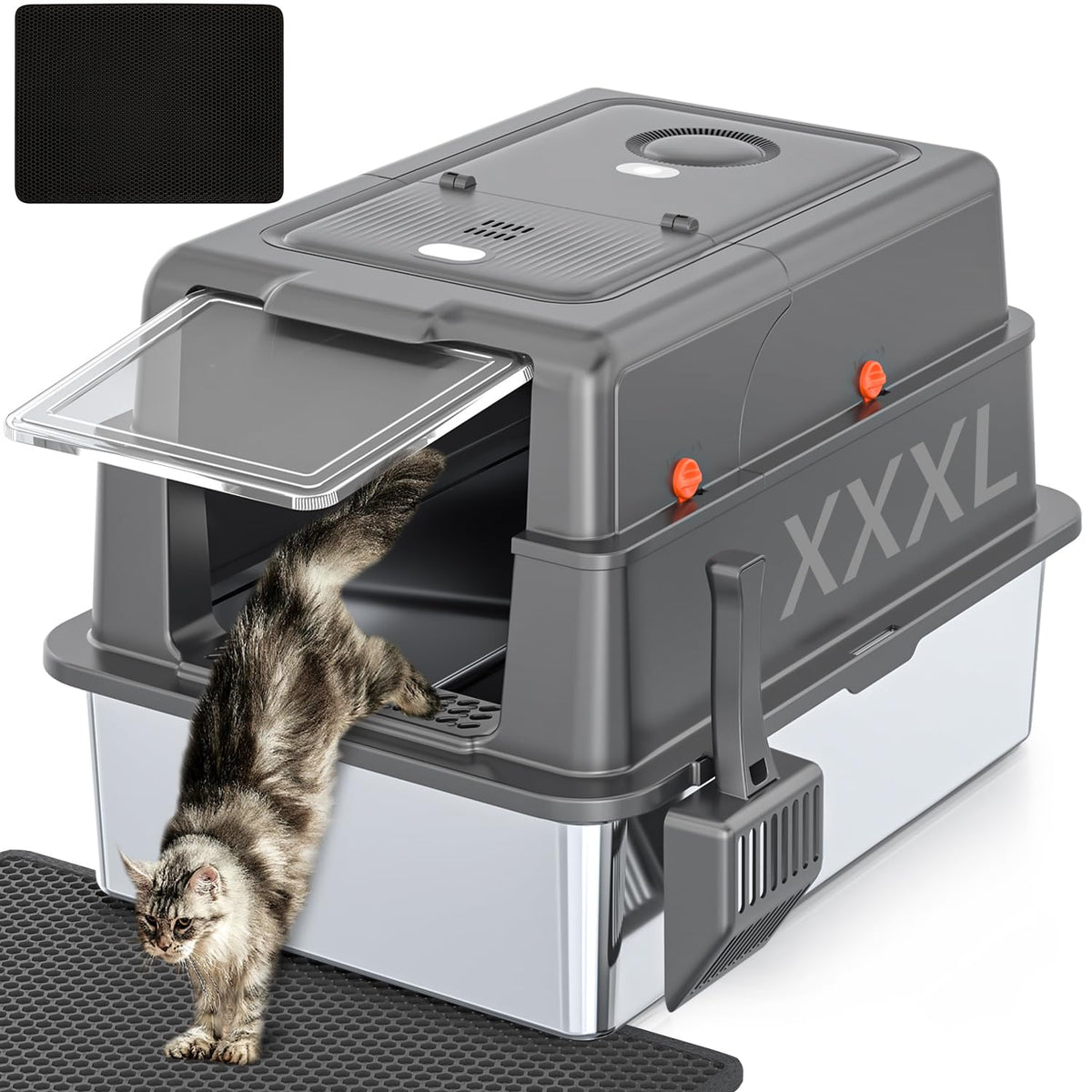 XXXL Stainless Steel Covered Litter Box H34194