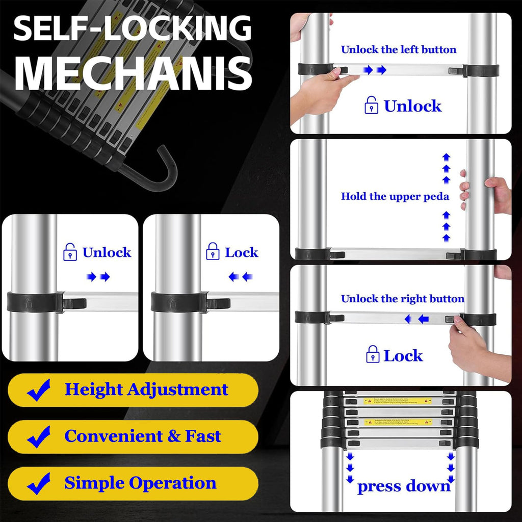 8.5 FT Aluminum Telescoping Ladder 330lbs W76269