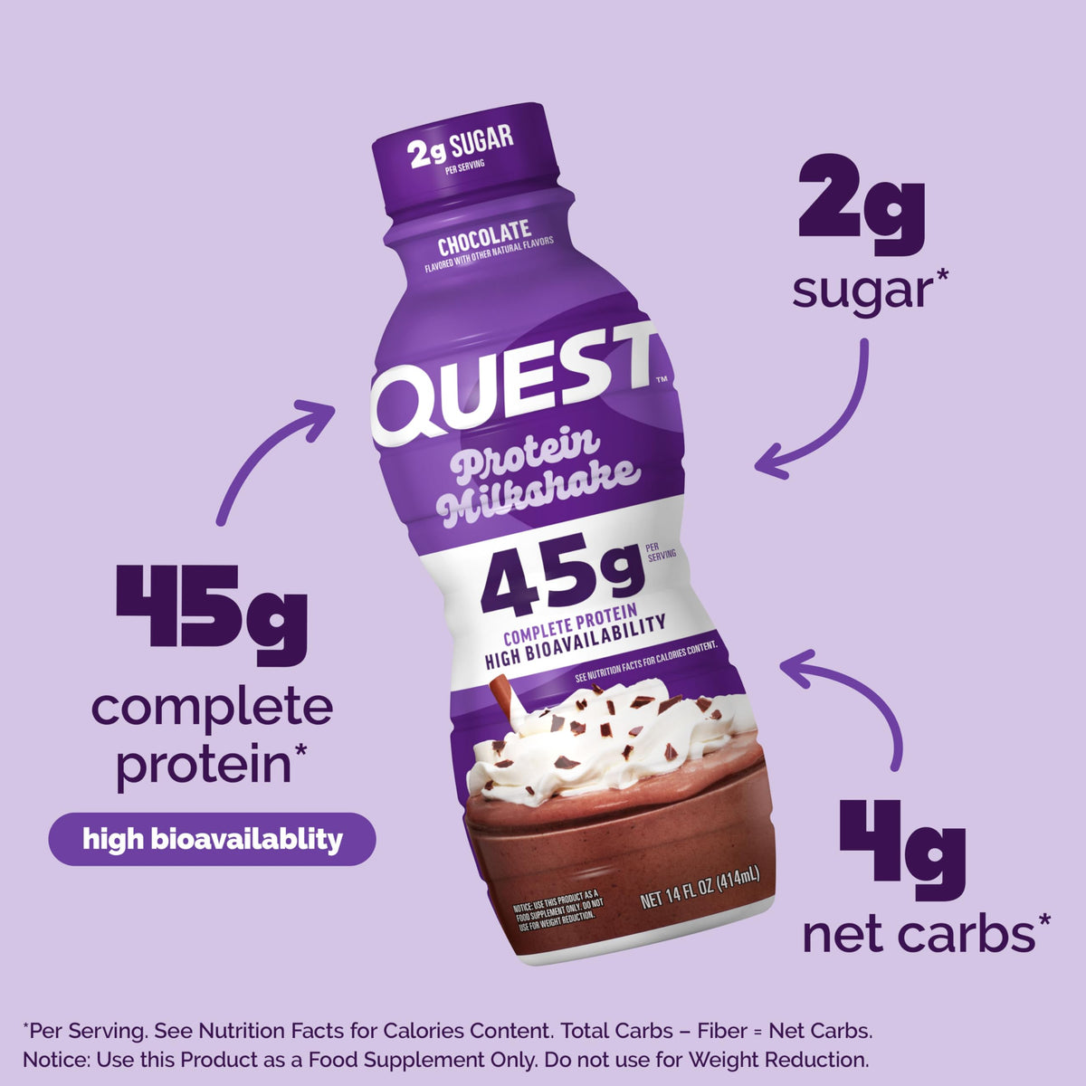 Chocolate Protein Shake, 45g Protein, 12 Count K9805