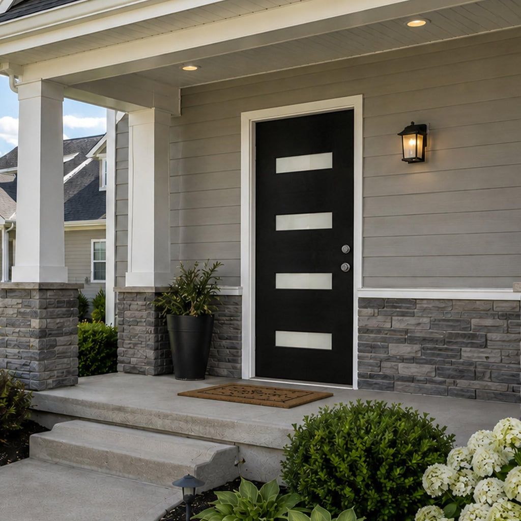 Fiberglass Entry Door 4-Lite Glass Left-Hand Inswing M605832