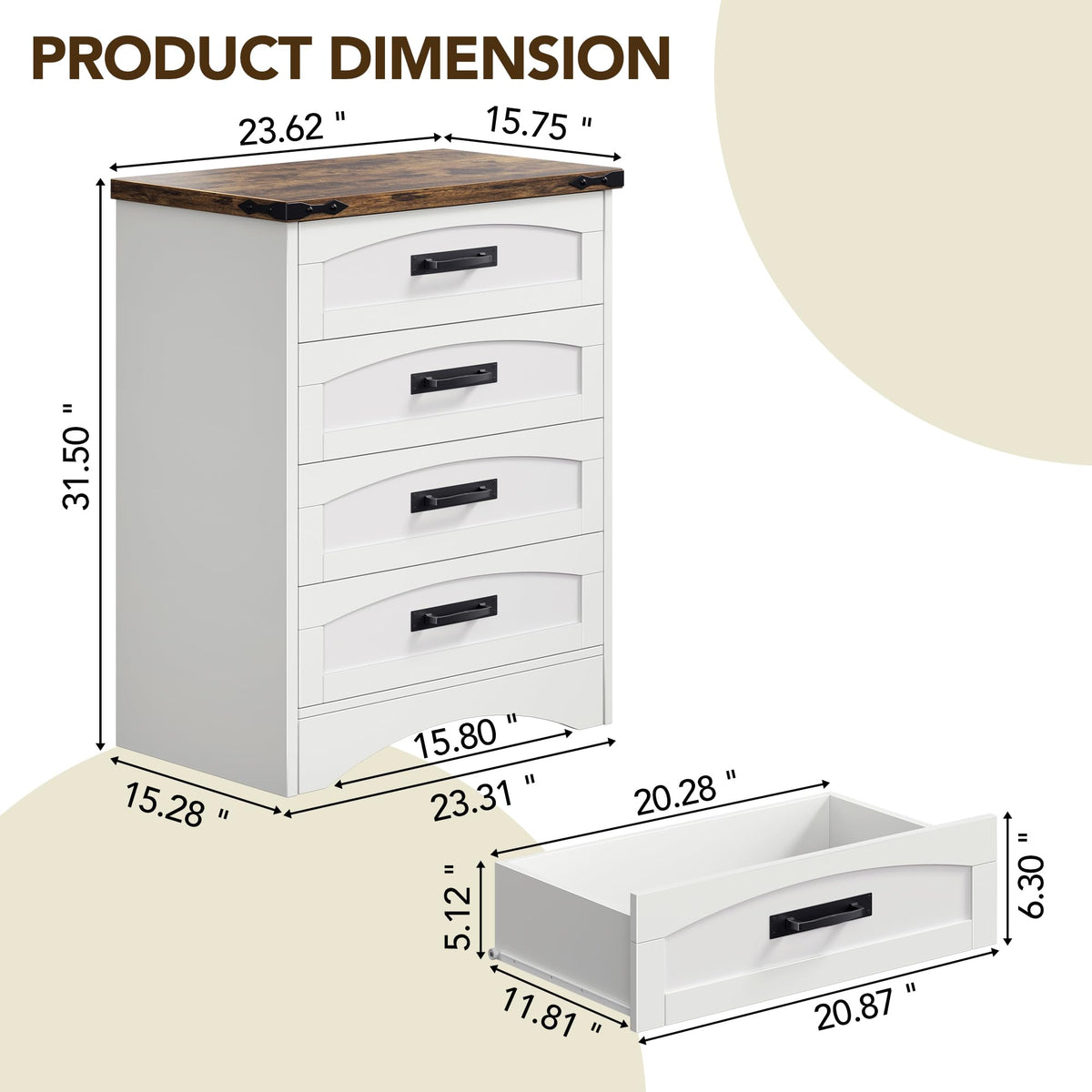 White 4 Drawer Dresser C370949