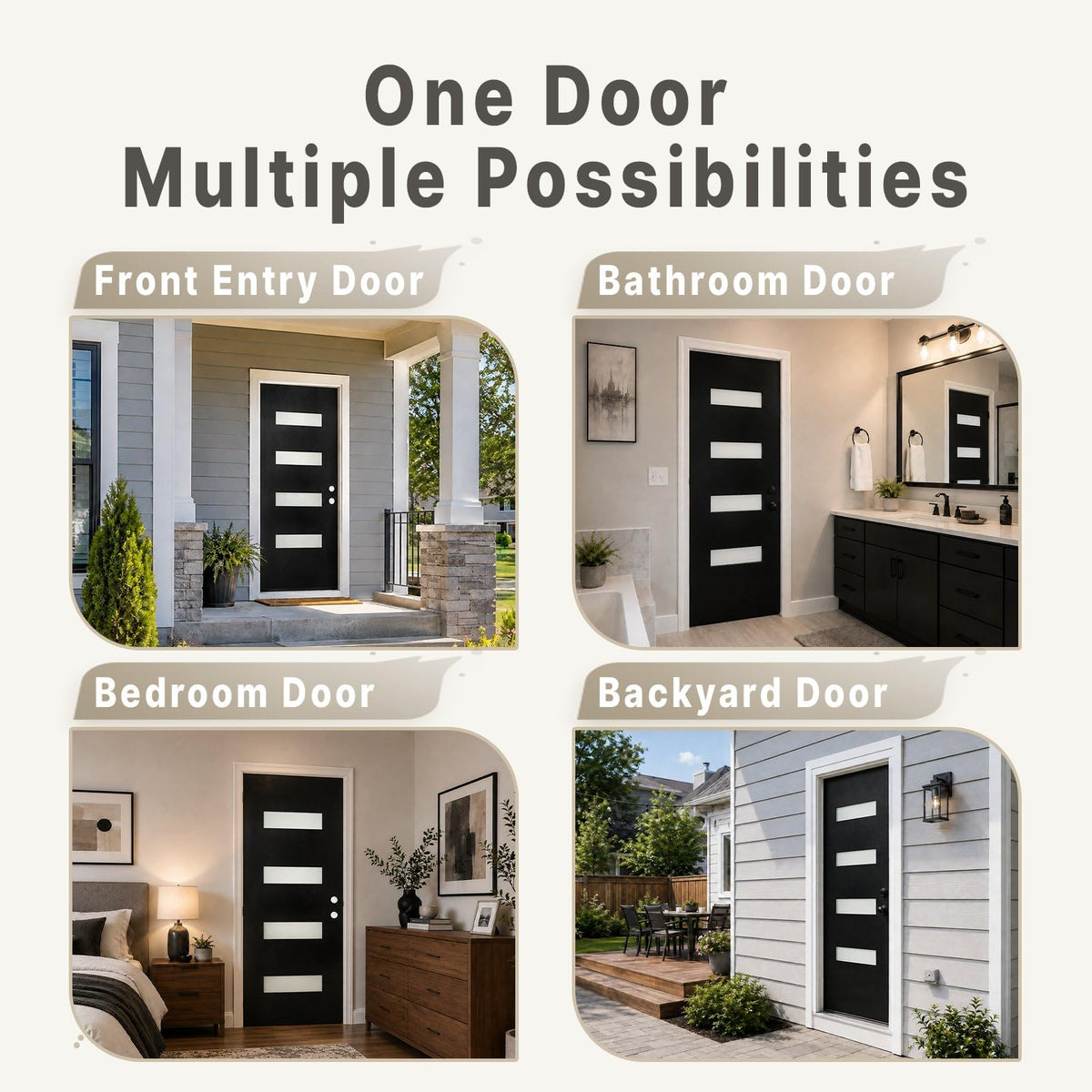 Fiberglass Entry Door 4-Lite Glass Left-Hand Inswing M605832