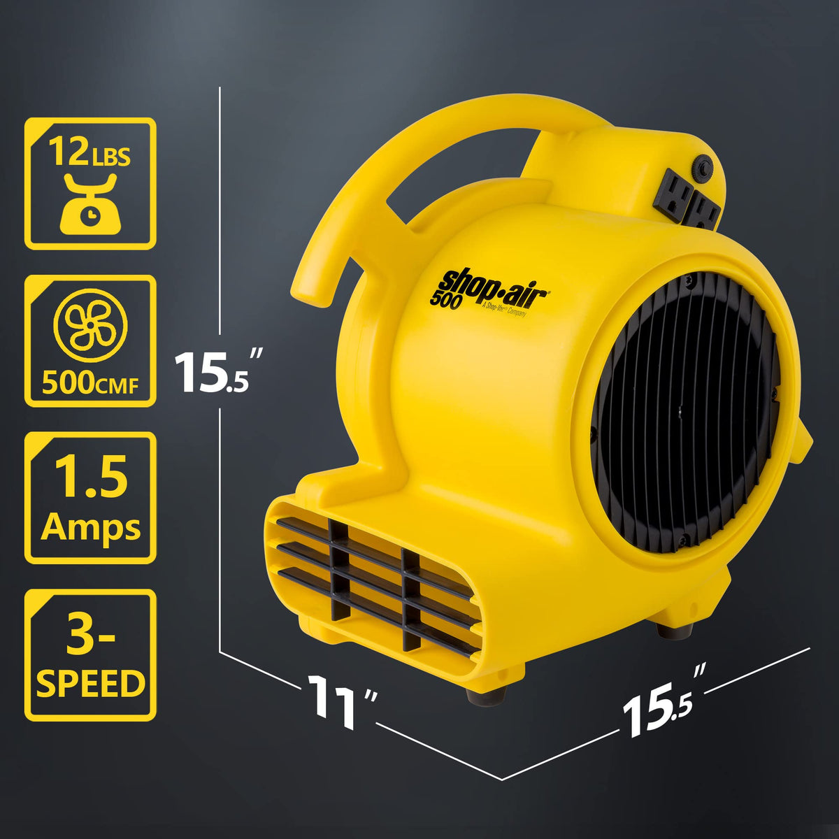 500 Max CFM Air Mover with Onboard Outlets B979620