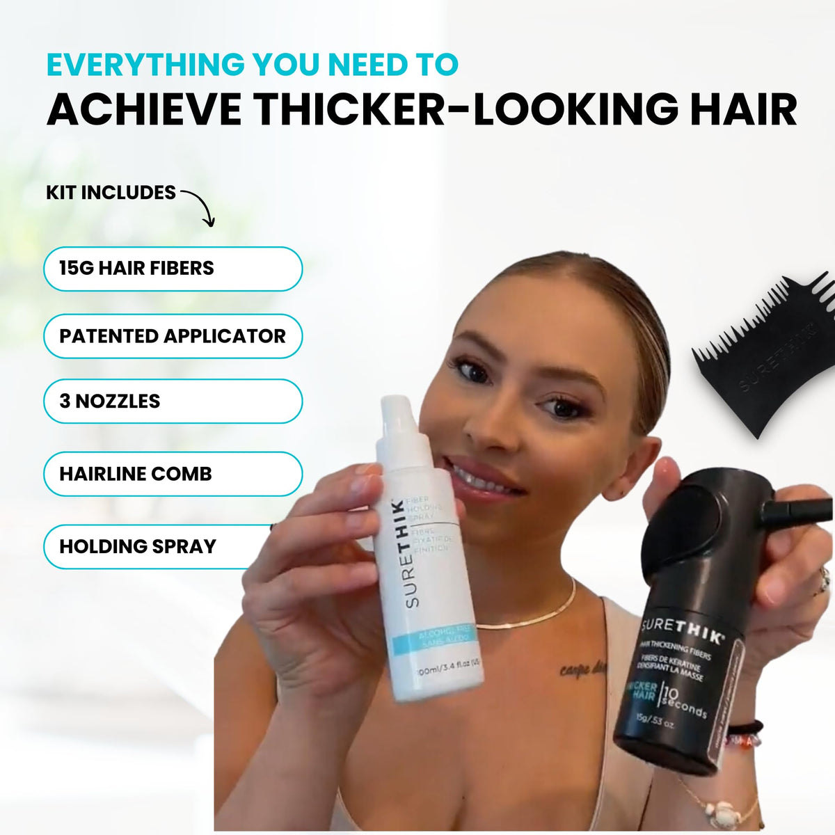 15g Hair Fiber 4 Piece Set with Application Tools C9594