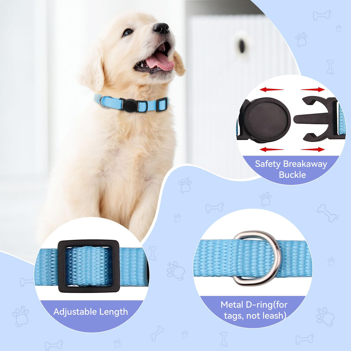 Soft Nylon Puppy Collars 12pcs H774