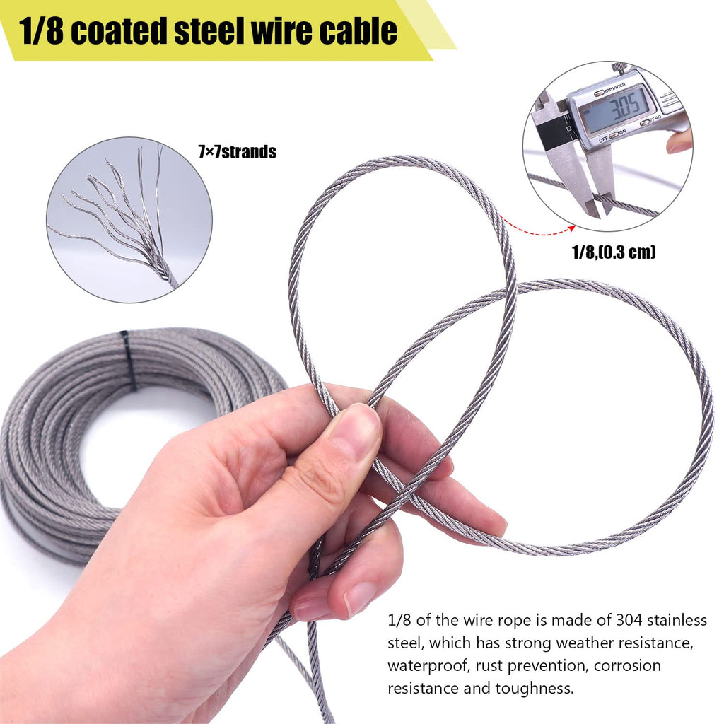 1/8" T316 Stainless Steel Cable Rope 7x7 Wire Rope Z712936