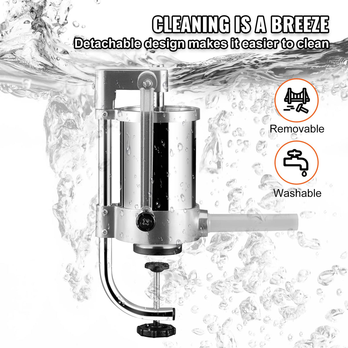 2.5LBS 304 Stainless Steel Vertical Sausage Stuffer with 3 Stuffing Tubes X435