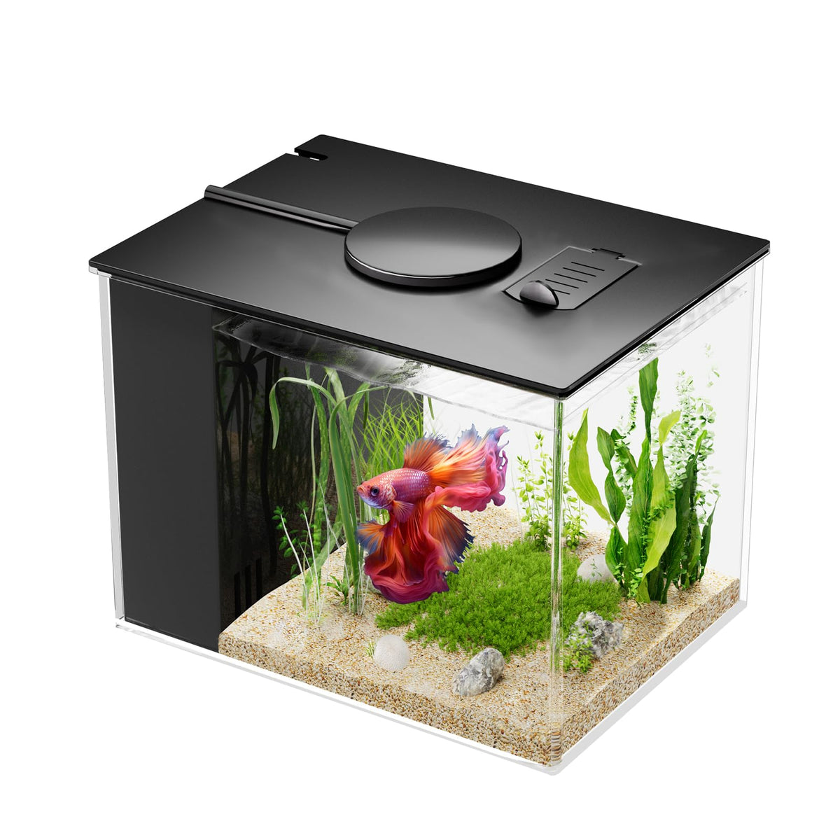 Betta Fish Tank 1 Gal Acrylic Nano Aquarium Kit Black I71584