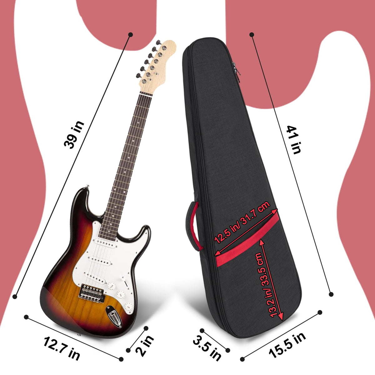 11mm Thick Padded 39 Inch Electric Guitar Bag C818785