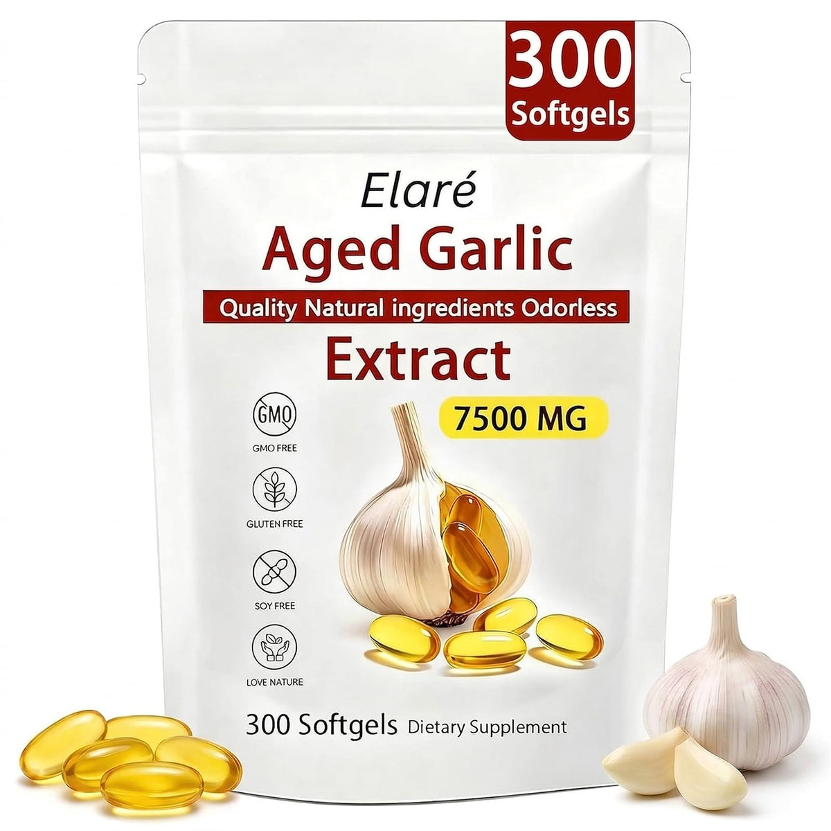 Odorless Organic Garlic Extract Capsules 300 Softgels R466