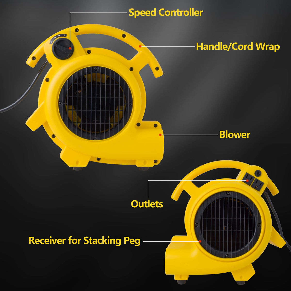 500 Max CFM Air Mover with Onboard Outlets B979620