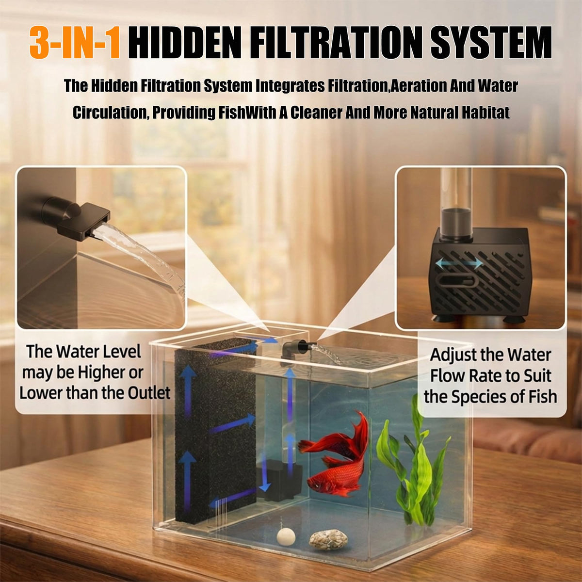 Betta Fish Tank 1 Gal Acrylic Nano Aquarium Kit Black I71584