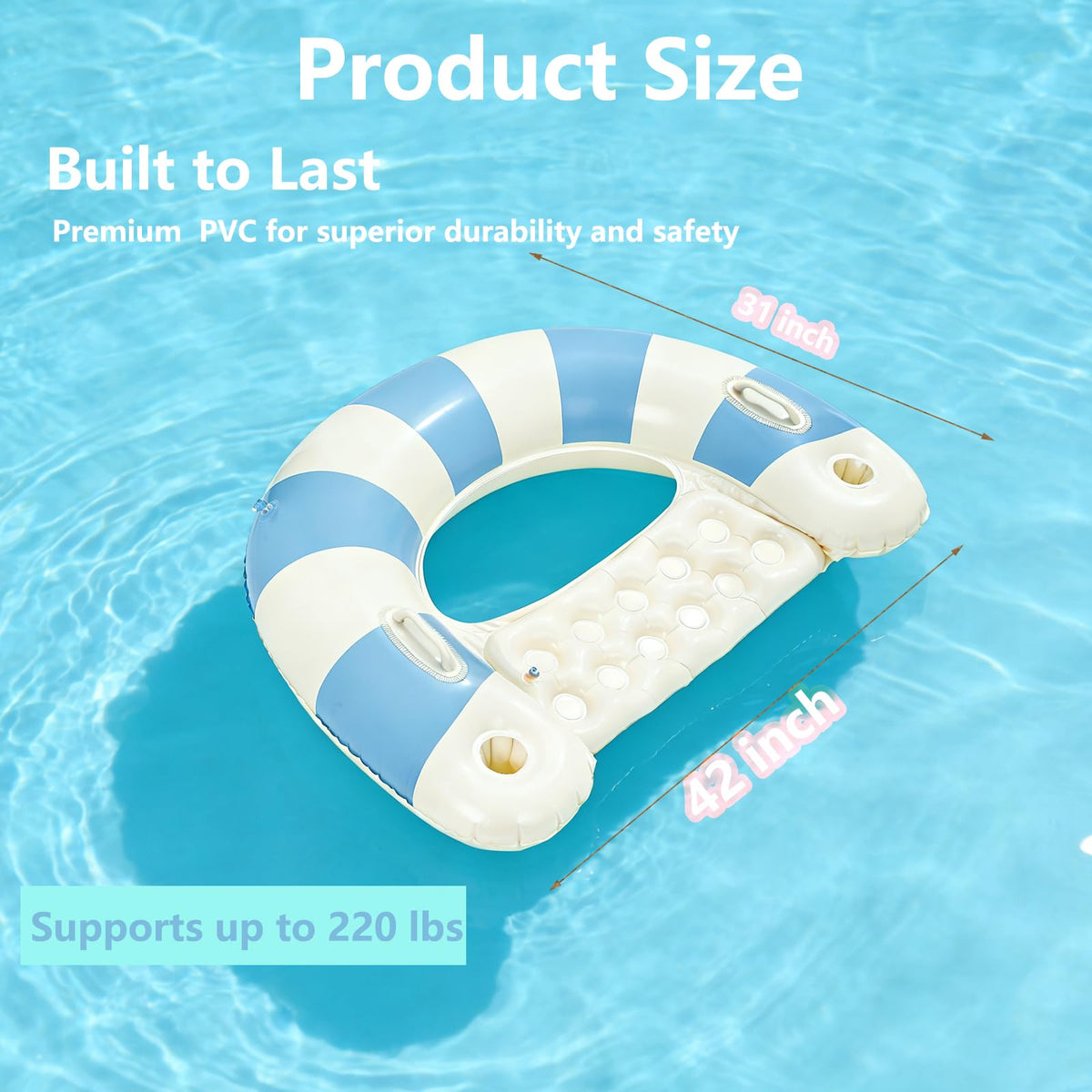 2 Pack Inflatable Pool Chairs with Cup Holders Y99857