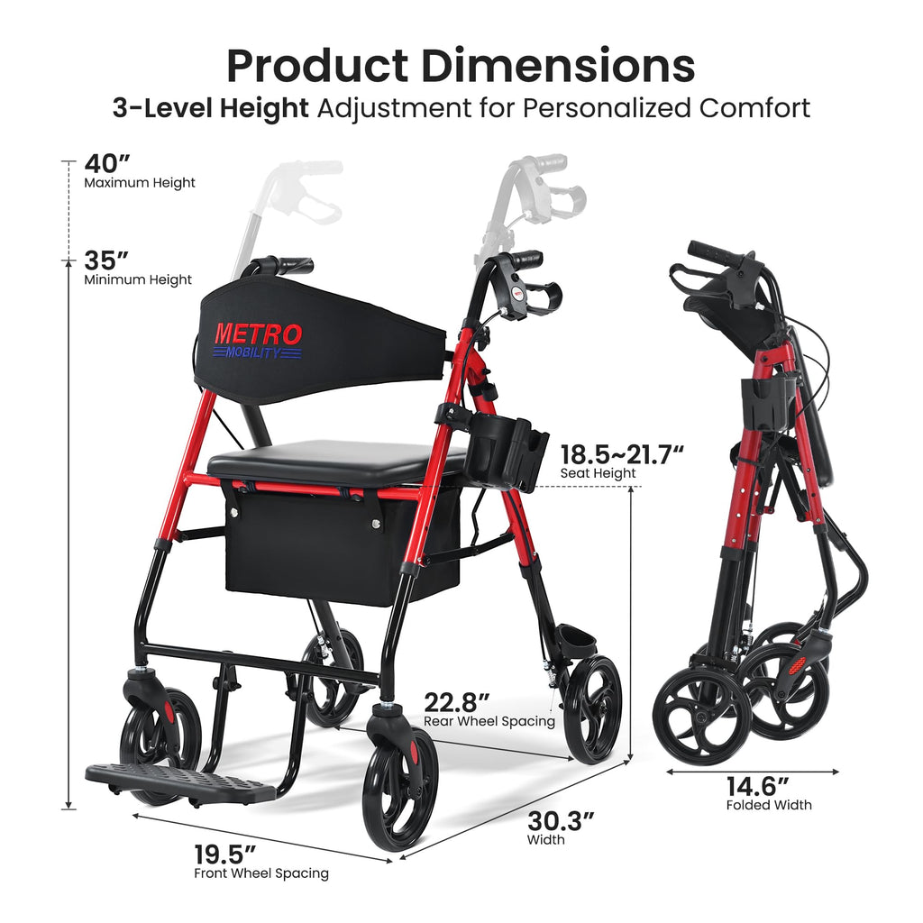Aluminum 2-in-1 Rollator Walker with Seat R920349