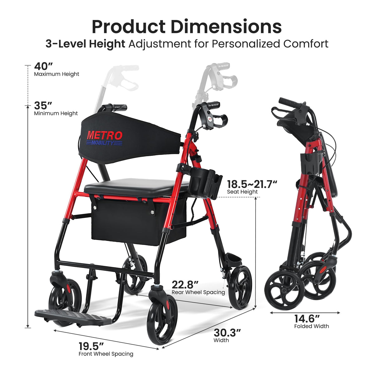 Aluminum 2-in-1 Rollator Walker with Seat R920349