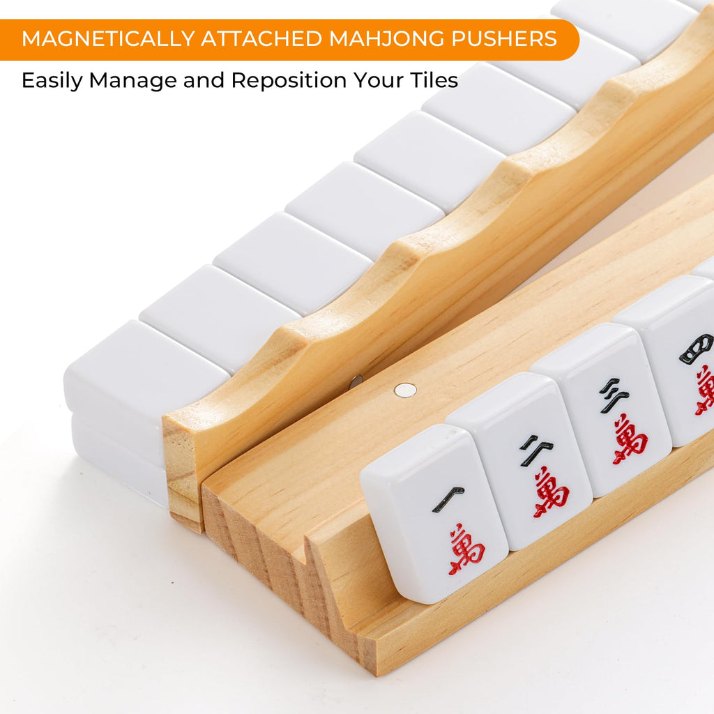Wooden Mahjong Racks with Magnetic Pushers Set of 4 V43061