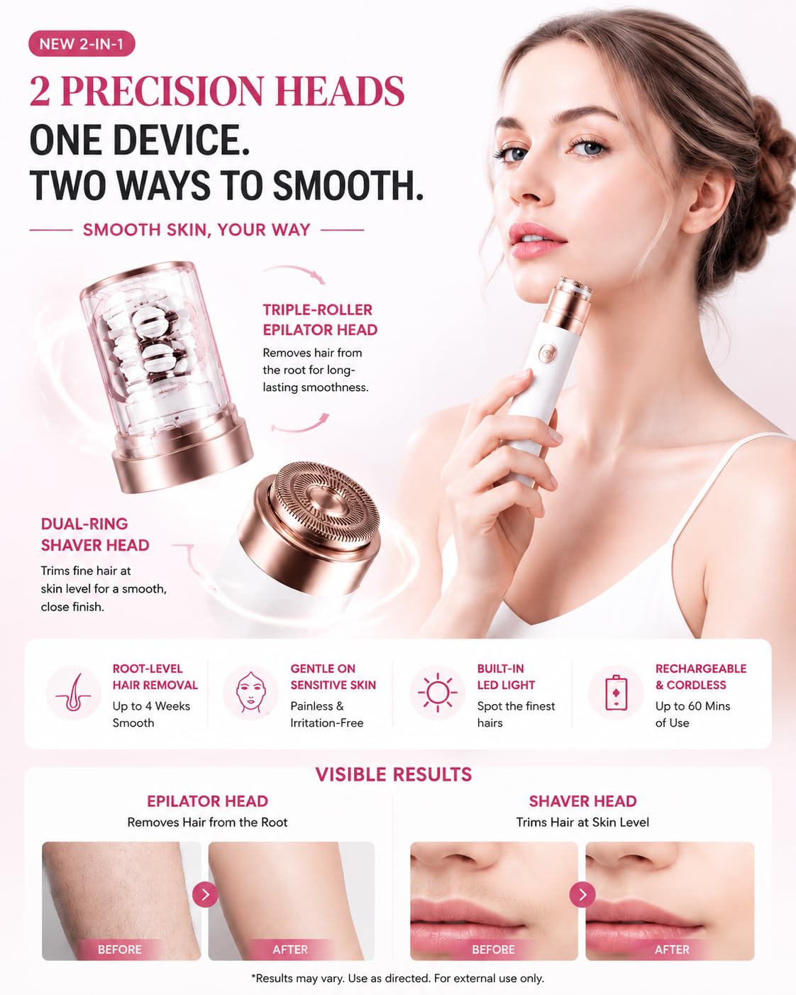 2 in 1 Epilator & Shaver with LED Light V1331
