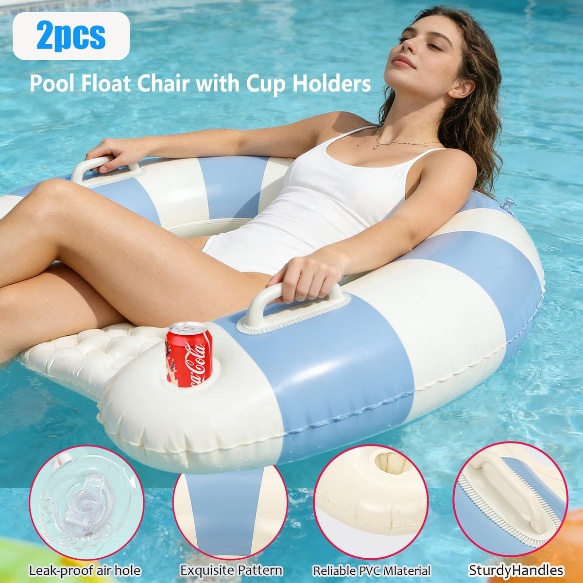 2 Pack Inflatable Pool Chairs with Cup Holders Y99857
